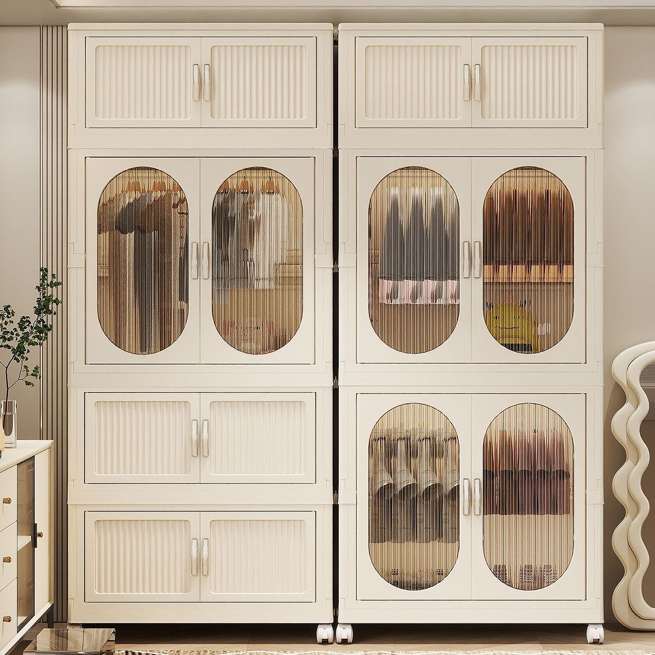 Baby Clothing Cupboard - ベビークローゼット 家庭用 衣類・布団収納キャビネット 子供用ワードローブ 小学生服 折りたたみ収納キャビネット
