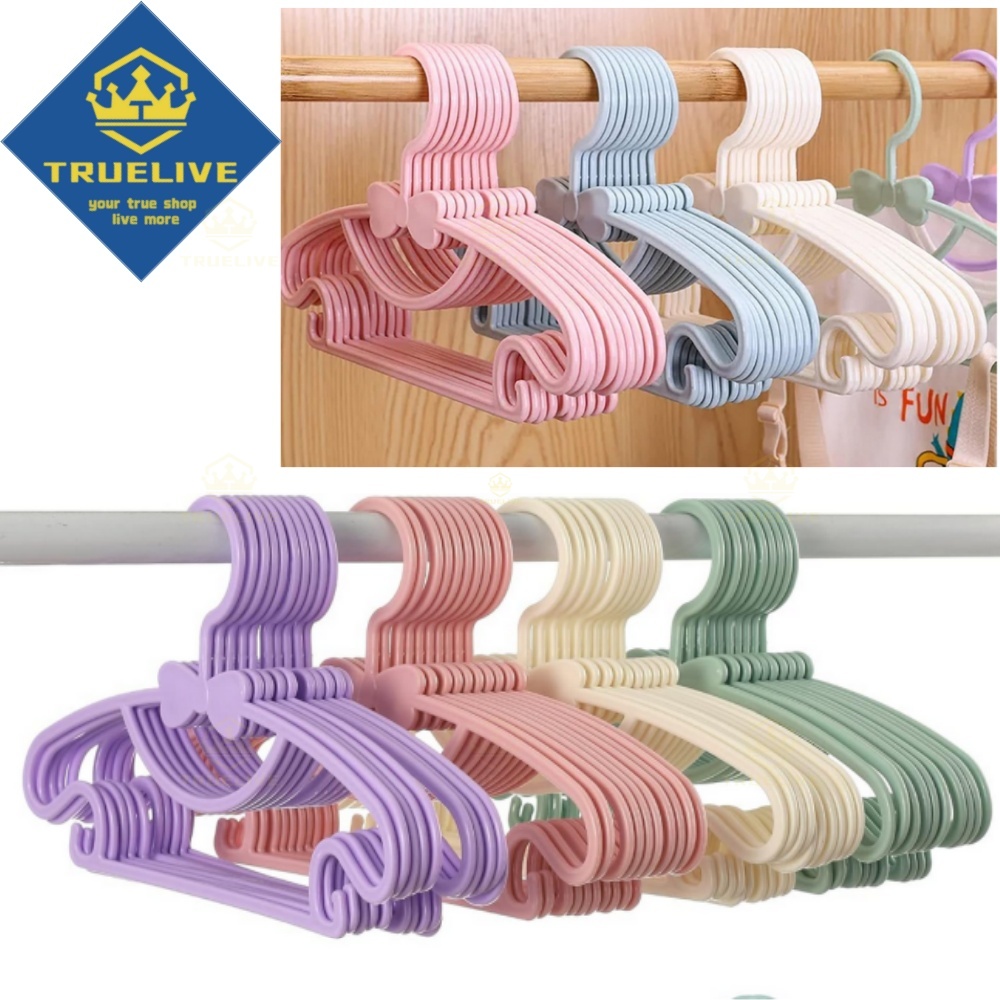 Baby Clothing Rack - 30/20/10/5/1PC ベビー服ラックプラスチックタオルディスプレイスカーフハンガー子供服コートハンガーかわいいちょう結びハンガーオーガナイザー