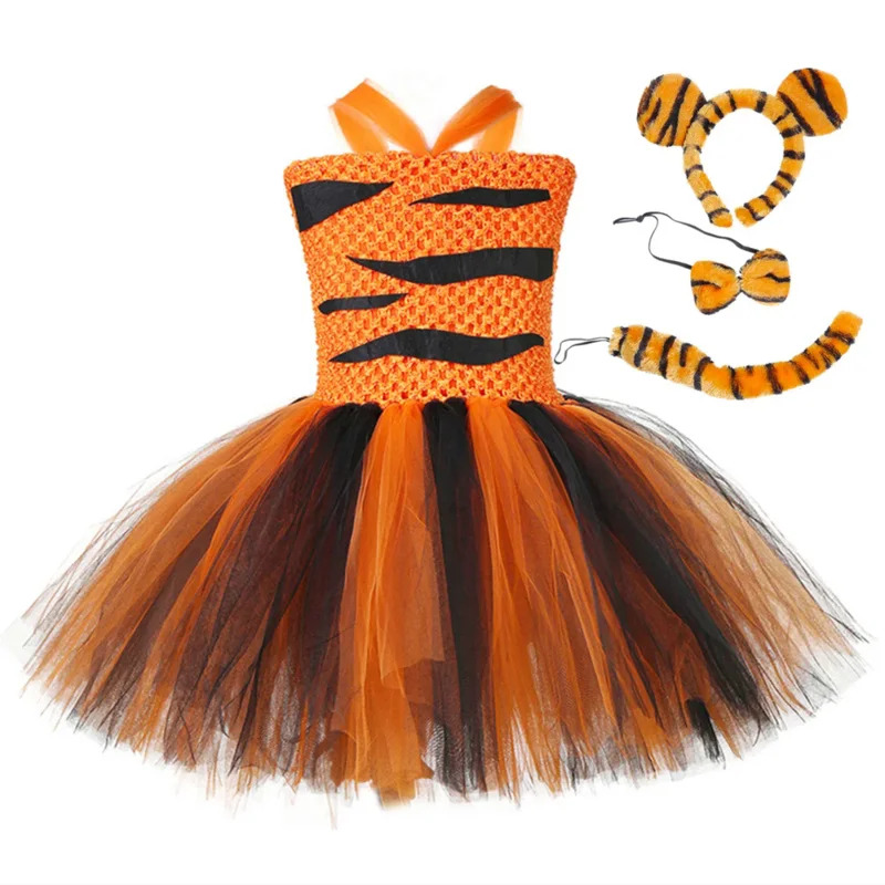Toddler Legging Set - タイガーチュチュドレス女の子動物園動物衣装ハロウィンコスチューム子供のためのファンシー服幼児女の赤ちゃん誕生日パーティードレス NM33