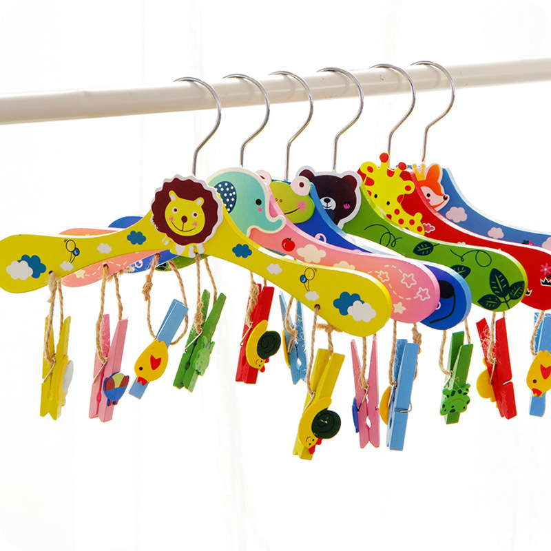 Baby Clothing Rack - 衣類用木製動物ハンガー,衣類ラック,クローゼットオーガナイザー,滑り止め,漫画,子供,子供,赤ちゃん,28cm, 50個