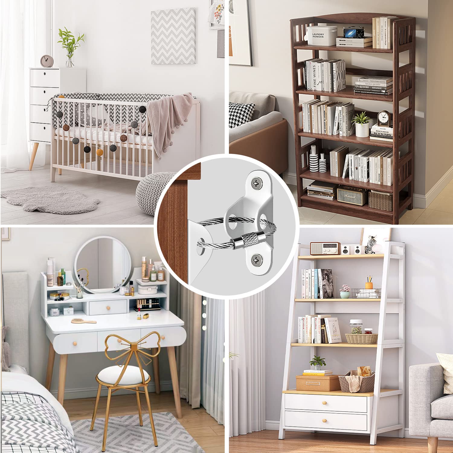 Baby Clothing Cupboard - アンチベビーチルト家具アンカー、衝撃吸収ストラップ、キャビネット、ワードローブ、本棚の家具固定具に適しています。