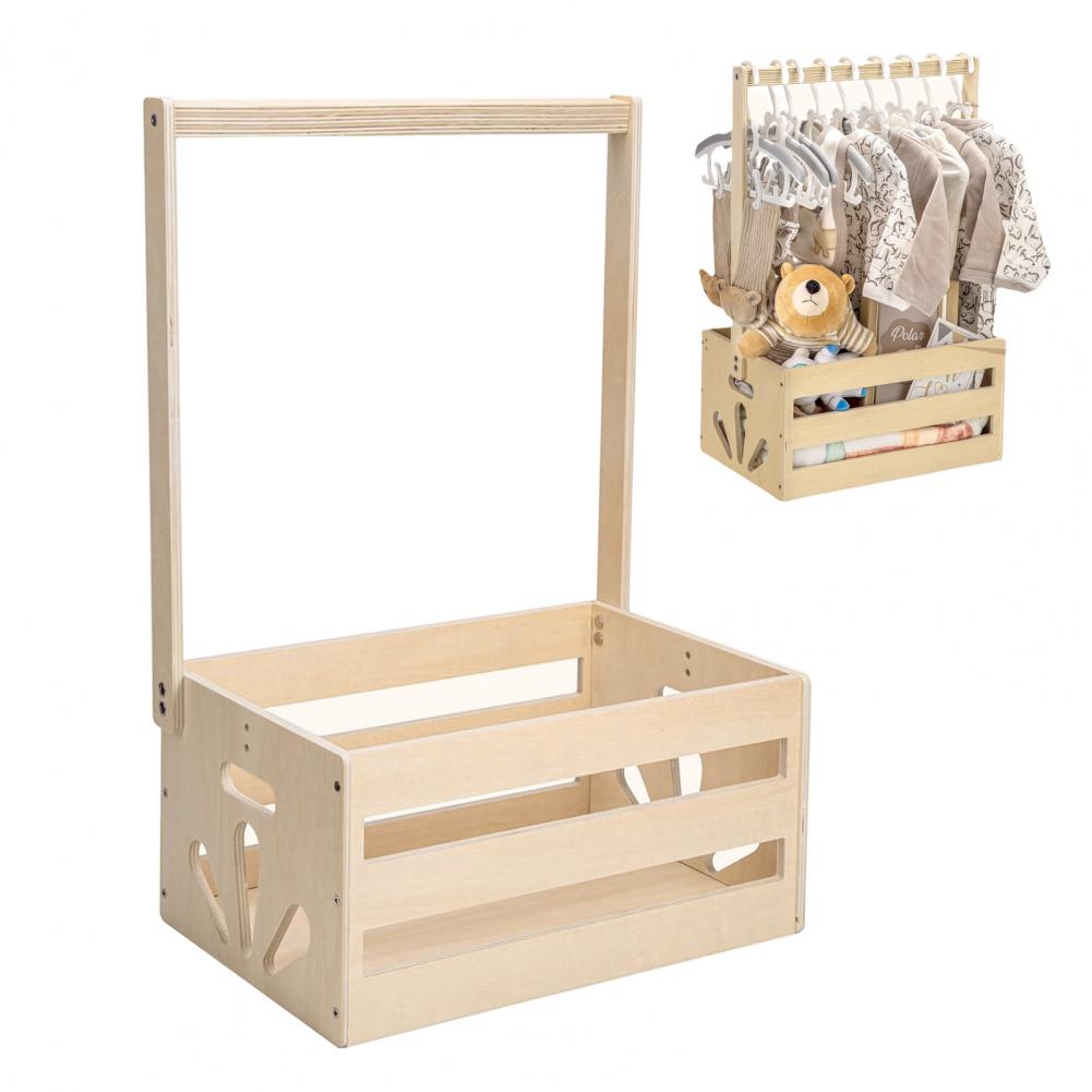 Baby Clothing Rack For Baby Shower - 収納ラック ユニークな新生児ギフトオーガナイザー 木製ベビーシャワー用収納箱 滑らかな縁 容量のある収納バスケット クローゼットに最適