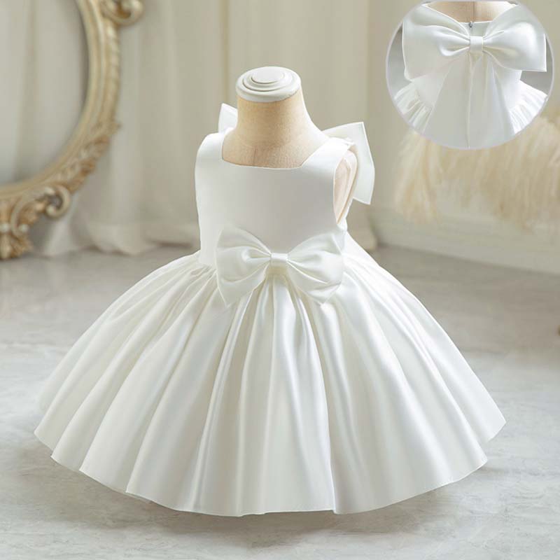 Baby Clothing For Girls - 小さな女の子のための大きな弓のパーティードレス,プリンセスの誕生日の服,花柄,エレガントなフォーマルなイブニングウェア,甘い