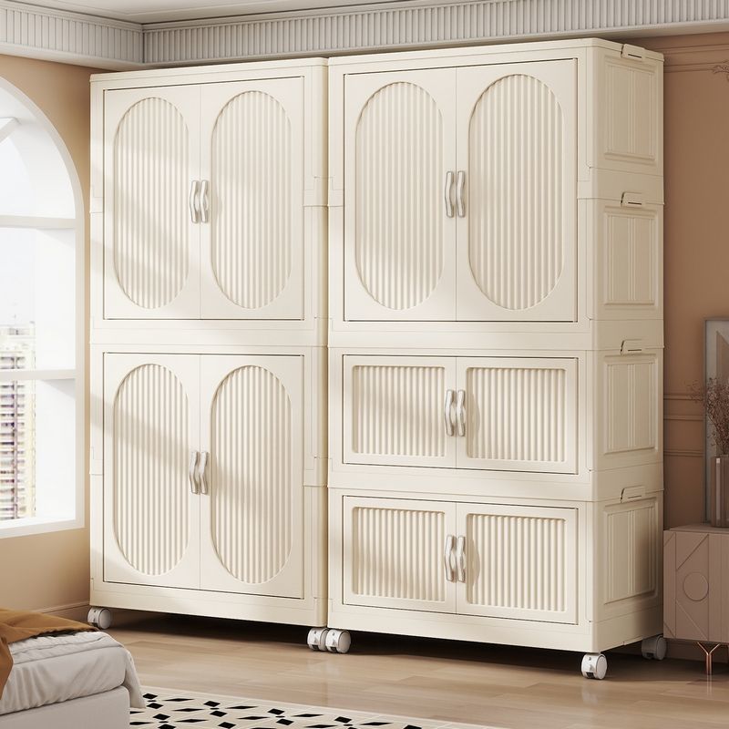 Baby Clothing Cupboard - 折りたたみ式ベビー服収納キャビネット、プラスチック製幼児用ワードローブ、子供服収納棚、自宅寝室用、組立不要