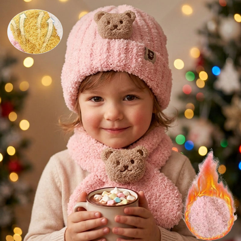 Baby Clothing Winter - 1-10個入り ベビーハットスカーフ 女の子 男の子用 冬用暖かいセット 漫画のクマ柄