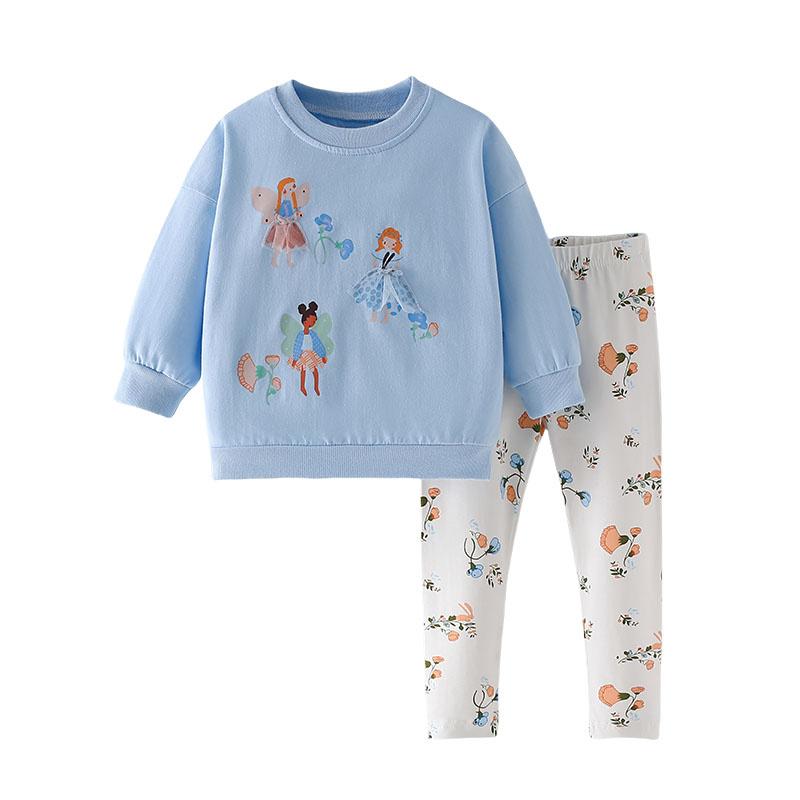 Toddler Legging Set - ジャンプメーター 2-7T 花プリント女の子服セット子供スーツ 2 個スウェット +