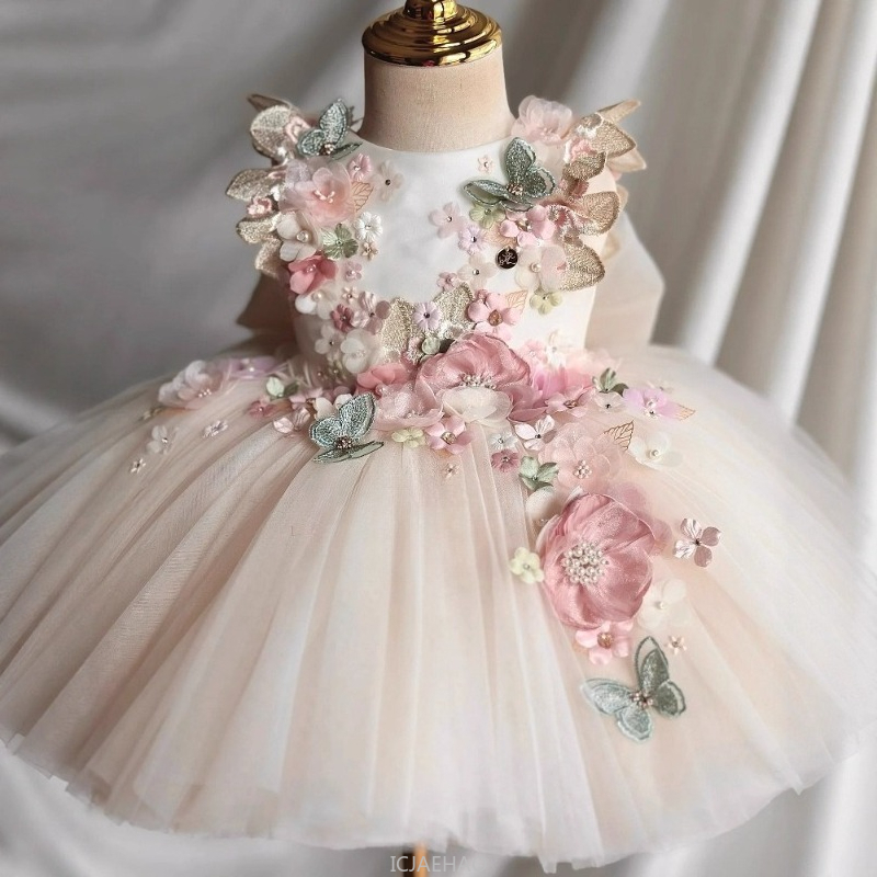 Baby Clothing For Girls - 結婚式のドレス夏子供女の子最初の誕生日花柄プリンセスガウン衣装フラワードレス服服ベビーキッズ服