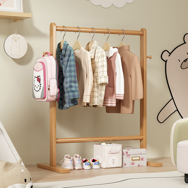 Baby Clothing Rack - 小さな竹製帽子掛け、床置き式衣類掛け、竹と木製の衣類掛け、乾燥ラック、寝室用衣類収納ラック