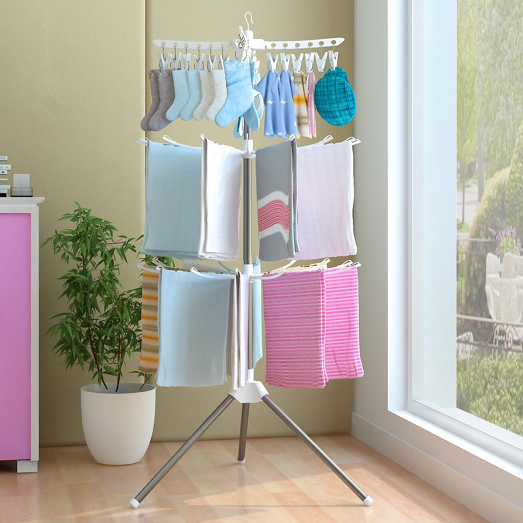 3段折りたたみ式乾燥ラック ステンレス製タオルスタンド自立式 - Baby Clothing Rack のレビューと価格