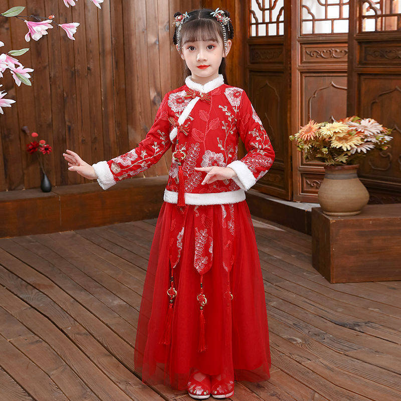 女の子の漢服古代の衣装、子供のステージドレス、ベビータンのス - Baby Clothing Winter のレビューと価格