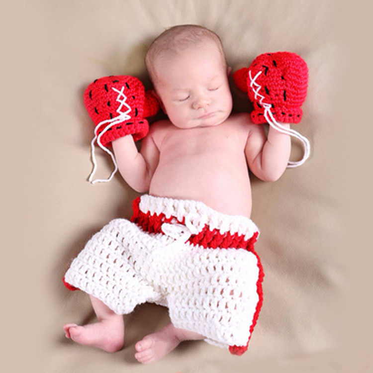 手作りかぎ針編み新生児男の子写真撮影服ボクサーチャンピオンコ - Baby Clothing Designer のレビューと価格