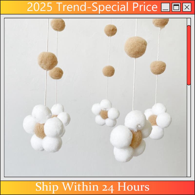 AA64 北欧ファーボールフラワー風鈴ベッドベルベビールーム - Baby Clothing For Bed のレビューと価格