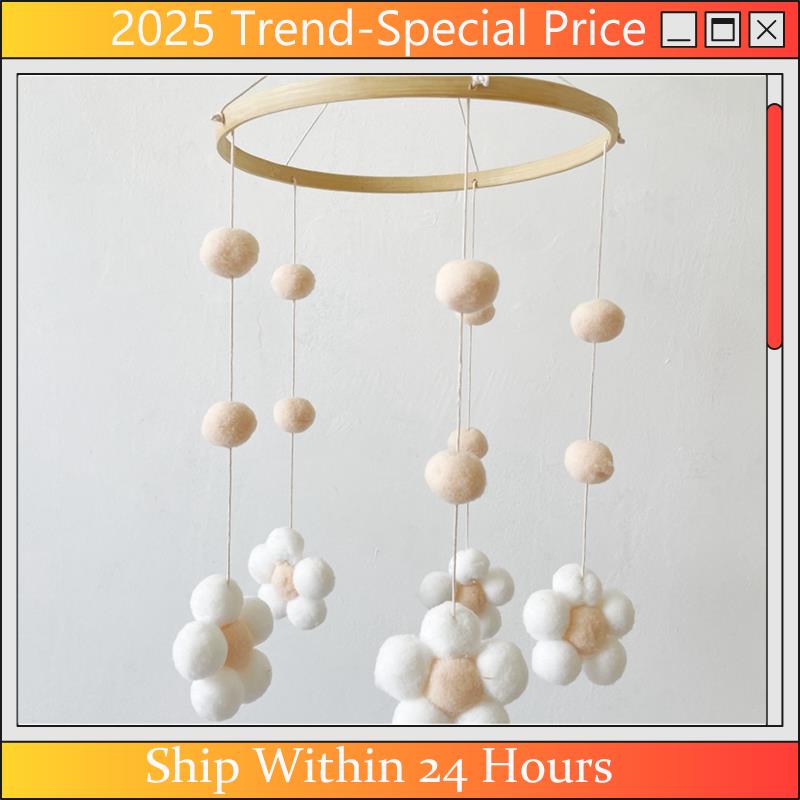 AA64 北欧ファーボールフラワー風鈴ベッドベルベビールーム - Baby Clothing For Bed のレビューと価格