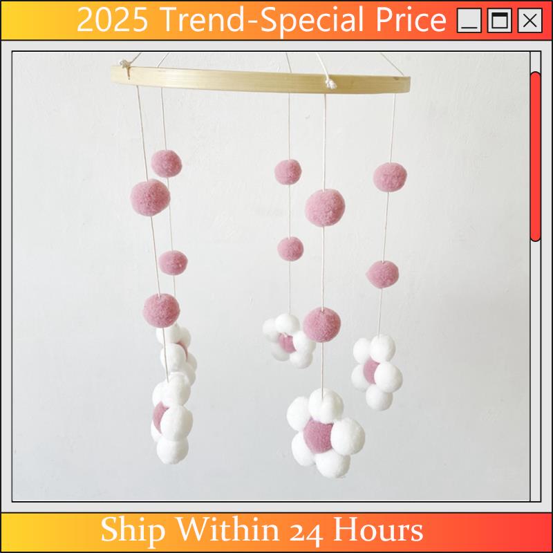 AA64 北欧ファーボールフラワー風鈴ベッドベルベビールーム - Baby Clothing For Bed のレビューと価格