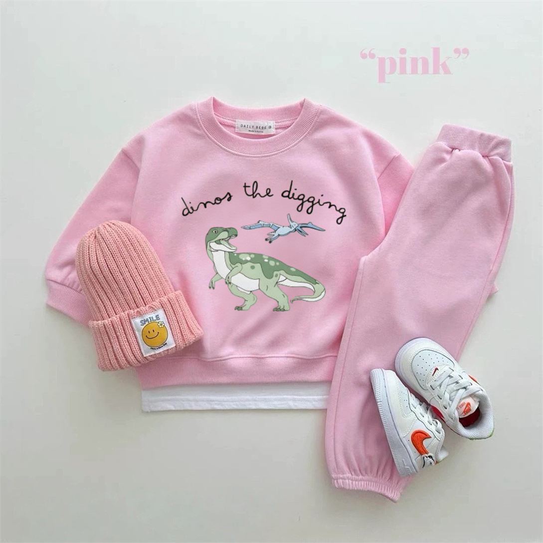 漫画恐竜スウェット 2 ピースセット春秋衣装男の子と女の子の - Baby Clothing Designer のレビューと価格