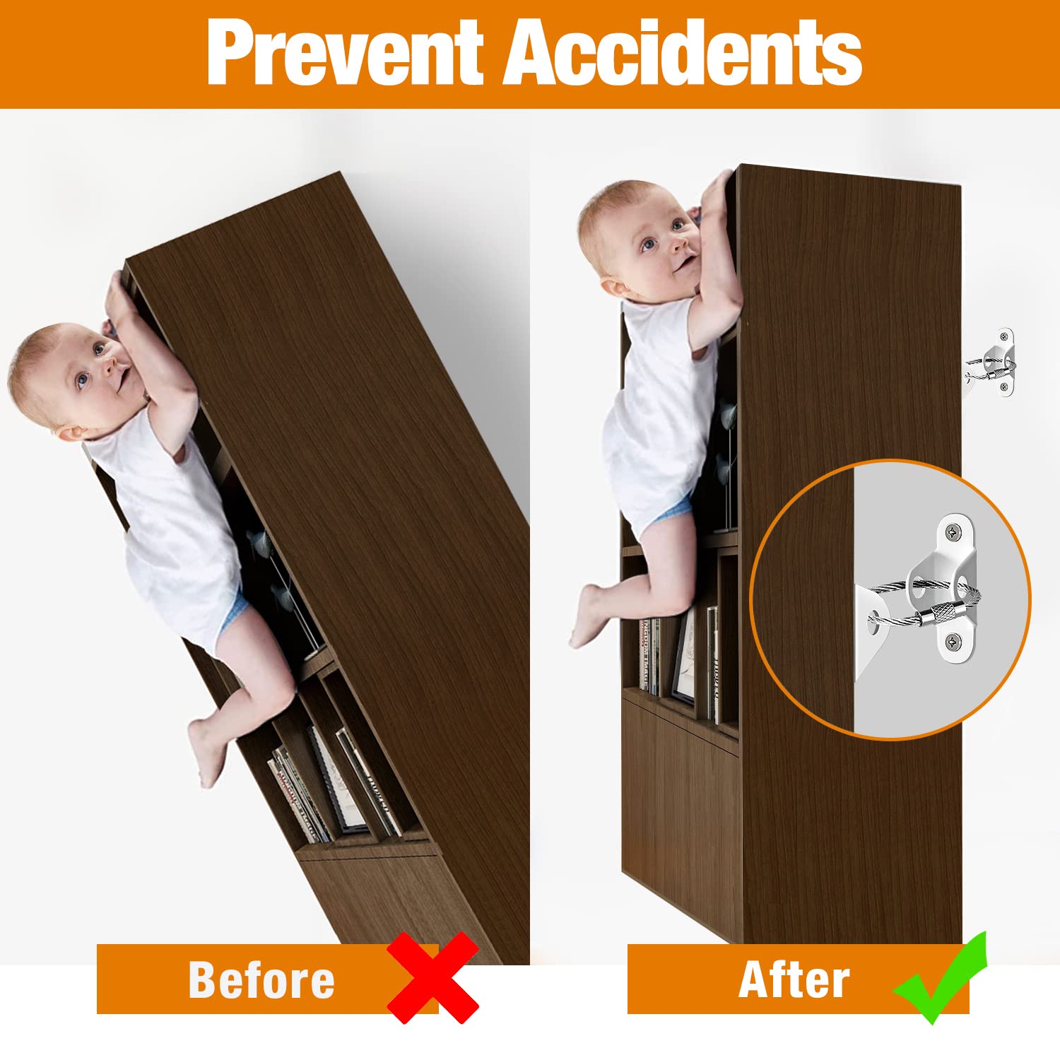 アンチベビーチルト家具アンカー、衝撃吸収ストラップ、キャビネ - Baby Clothing Cupboard のレビューと価格