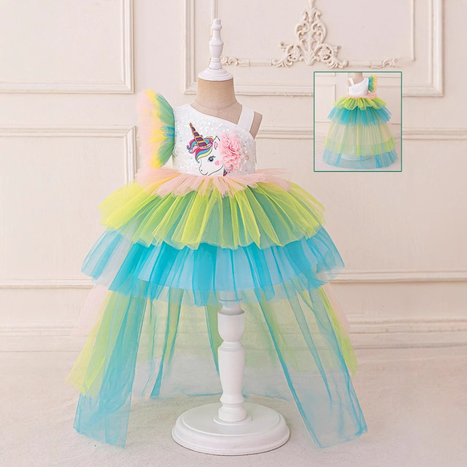 レインボーユニコーンベビーパーティーガールズドレススパンコー - Baby Clothing For Girls のレビューと価格
