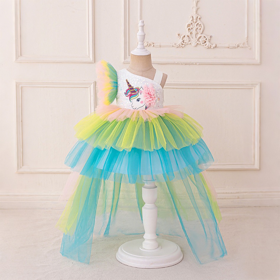 レインボーユニコーンベビーパーティーガールズドレススパンコー - Baby Clothing For Girls のレビューと価格