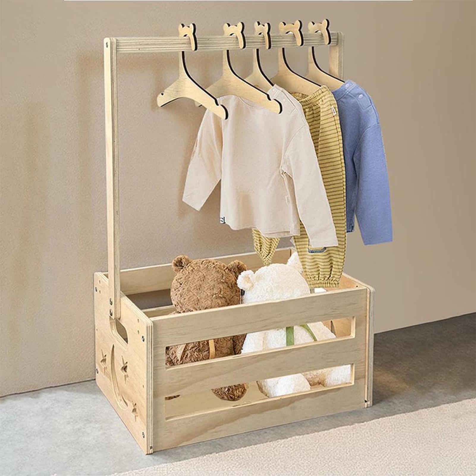 ベビー服収納ボックス、5本のハンガー付き木製おむつ収納ラック - Baby Clothing Rack For Baby Shower のレビューと価格