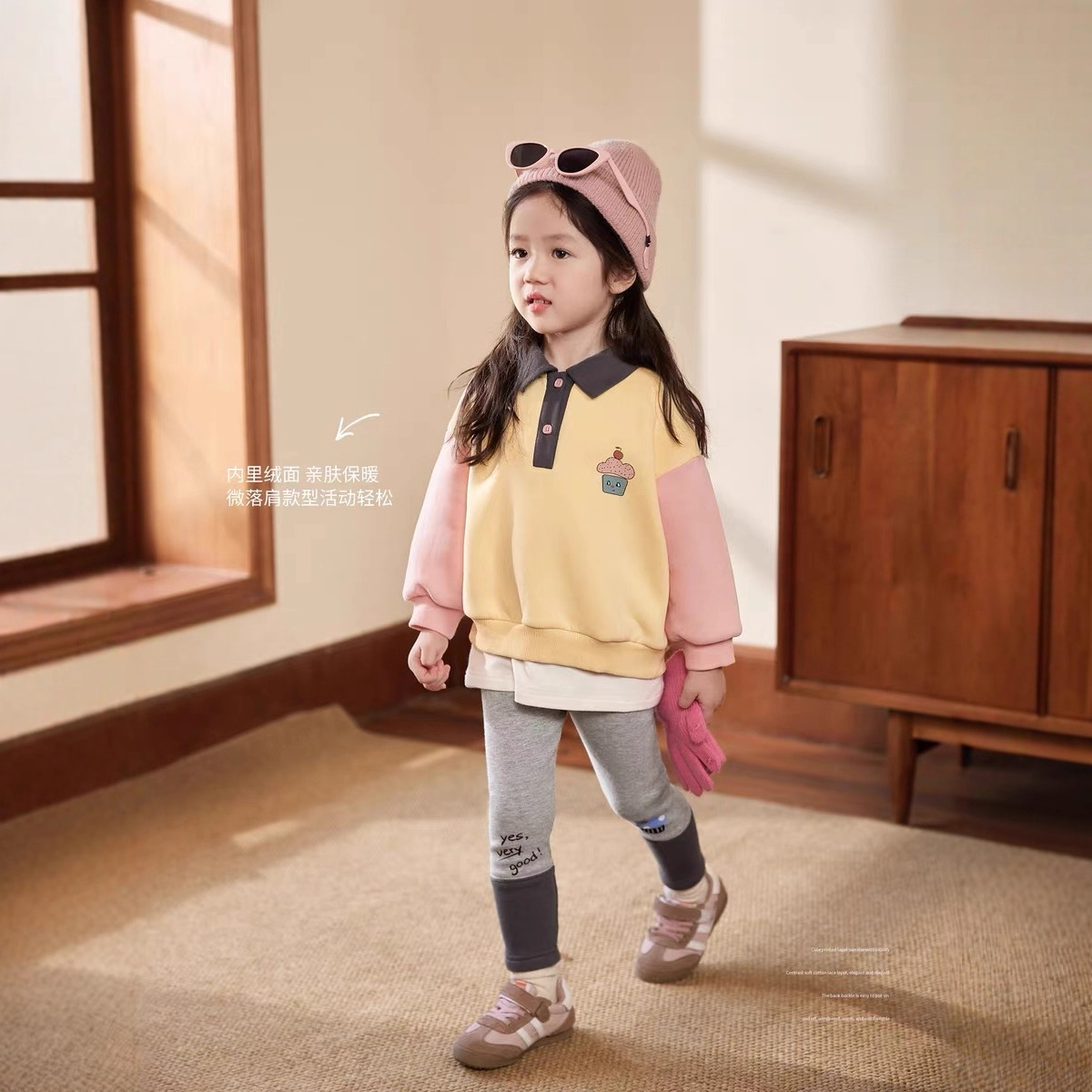 クリーム色のホームウェア、ベビーポロカラーフーディー、レディ - Baby Clothing Winter のレビューと価格