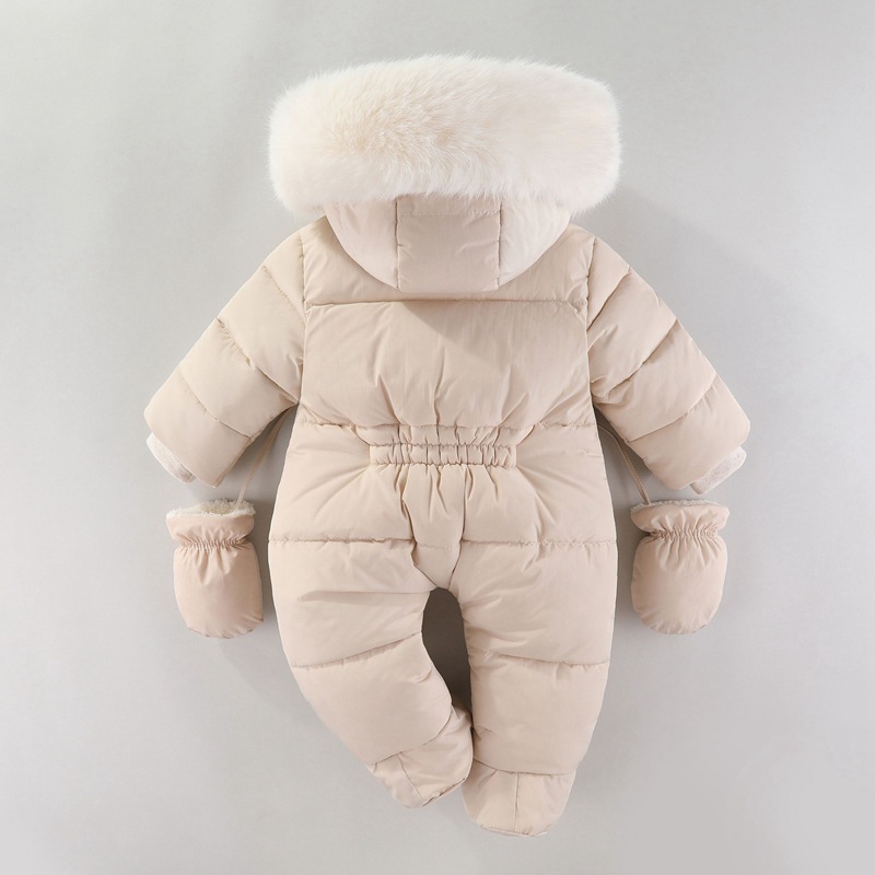 生まれたばかりの赤ちゃんのためのフード付きロンパース,厚いベ - Baby Clothing Winter のレビューと価格