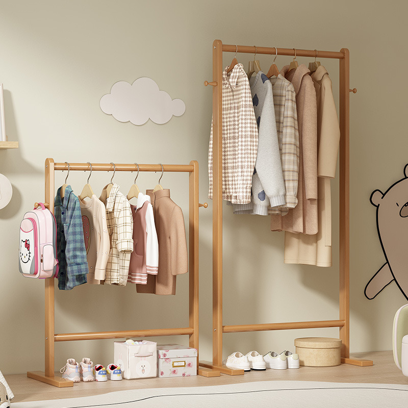 小さな竹製帽子掛け、床置き式衣類掛け、竹と木製の衣類掛け、乾 - Baby Clothing Rack のレビューと価格