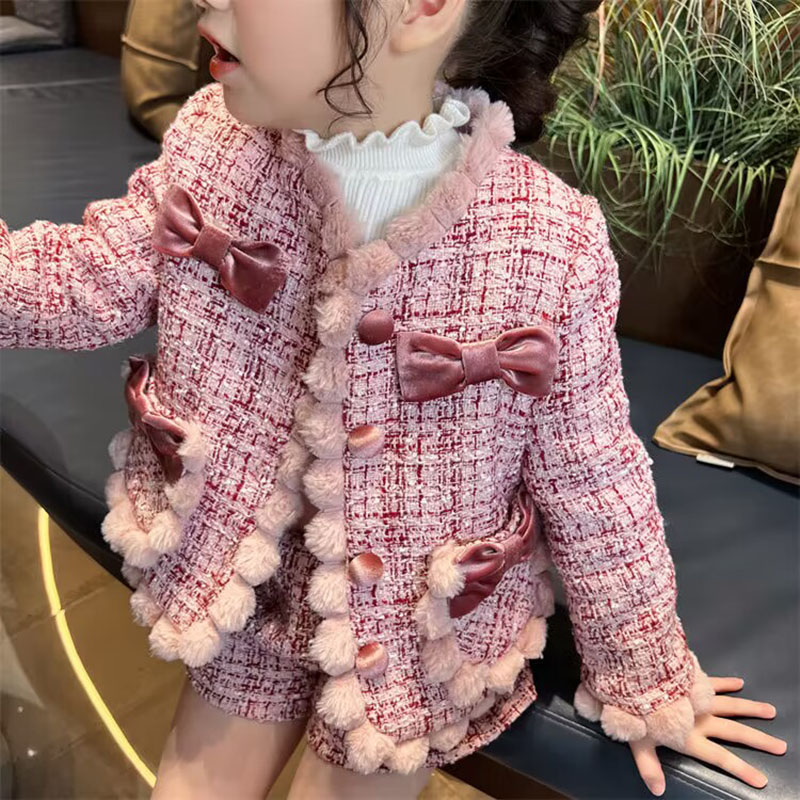 女の子のツイードコートとショーツセット、子供の柔らかい暖かい - Baby Clothing Designer のレビューと価格